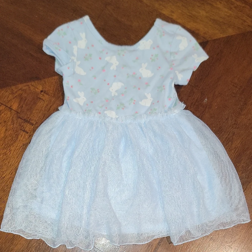 OshKosh B'gosh Green Plaid Overall Dress And Cat&Jack Light Blue Dress 18m Girl